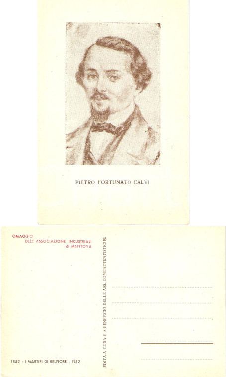 1952 MANTOVA Ass. industriali Martiri BELFIORE Pietro Fortunato CALVI *Cartolina