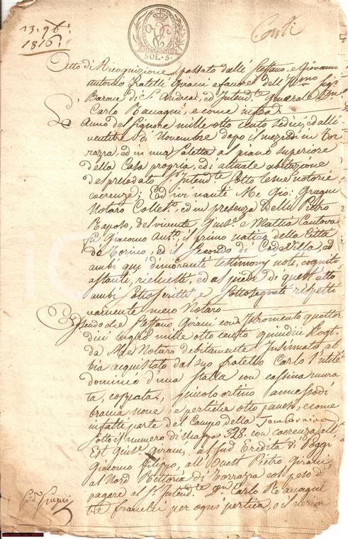 1816 TORRAZZA COSTE PV Carlo RAVAGNI per Stefano GIRANI