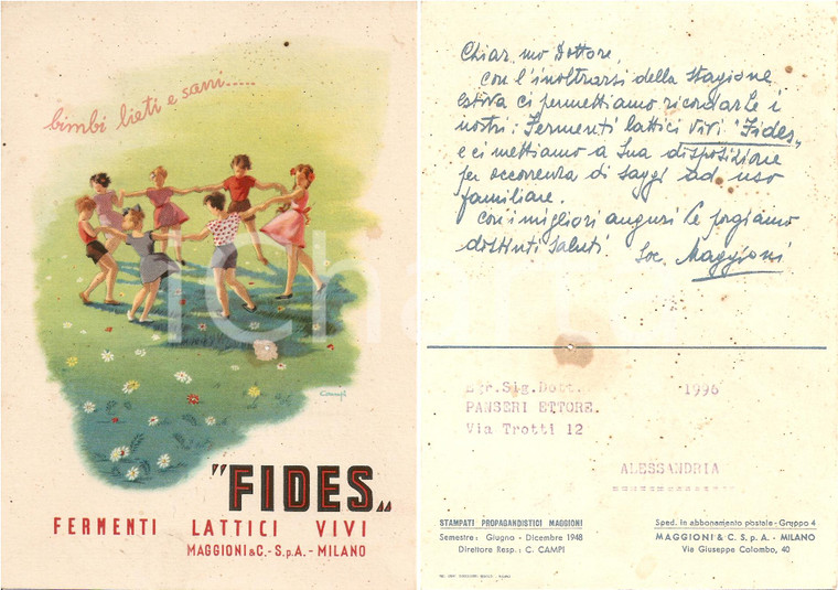 1948 MILANO Fermenti lattici vivi FIDES MAGGIONI SPA