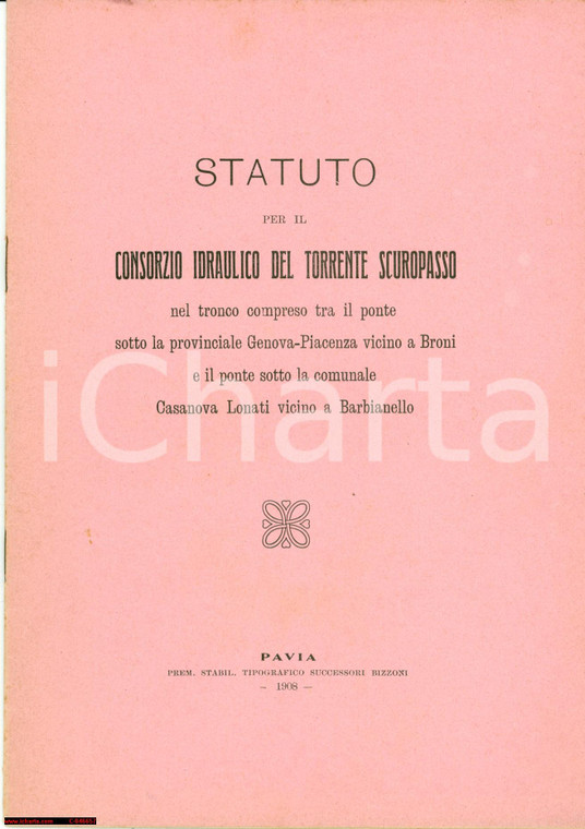 1908 CASANOVA LONATI (PV) Consorzio torrente SCUROPASSO