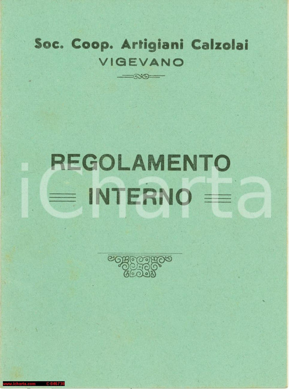 1930 circa VIGEVANO (PV) Regolamento artigiani CALZOLAI