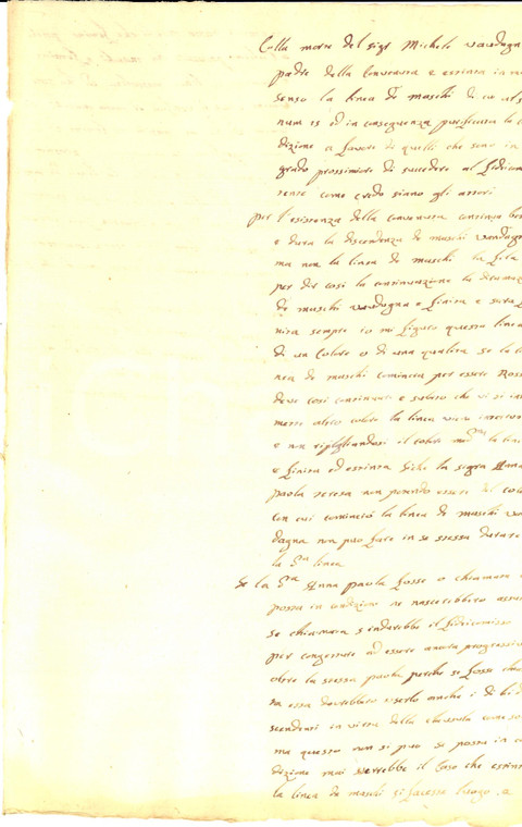 1775 ca TORINO Morte Michele VAUDAGNA ed estinzione linea maschile *Manoscritto