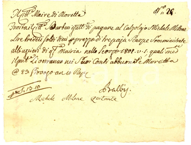 1802 MORETTA (CN) Scarpe per gli uscieri della mairie