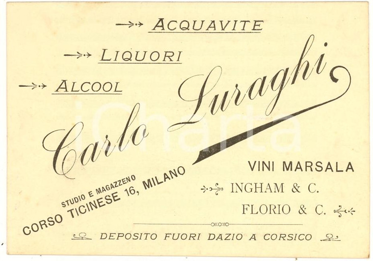 1930 ca MILANO Distilleria Carlo LURAGHI biglietto