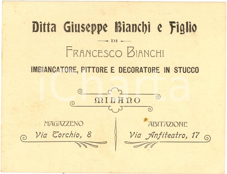 1910 circa MILANO Imbiancatore Ditta Giuseppe BIANCHI