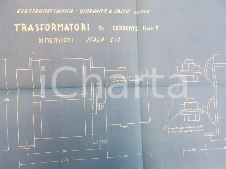 1930 ca CUNEO GIORDANO & SASSO Progetto ing. PICKER Trasformatori di corrente