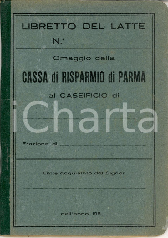 1960 circa PARMA Cassa di Risparmio *Libretto del latte