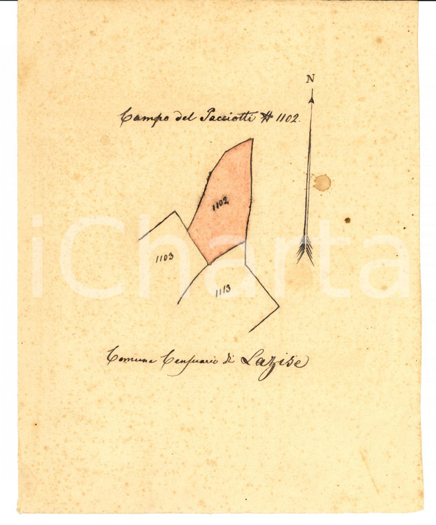 1850 LAZISE (VR) Planimetria campo famiglia PACCIOTTI