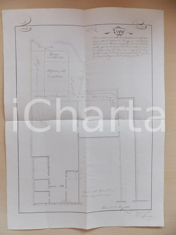 1831 Ospedale PADOVA Planimetria granai e casa del granarista *Ing. FARINETTI