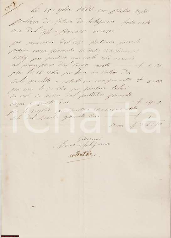 1868 SAN PIETRO IN GU Lavori falegname Giovanni DOCIA'