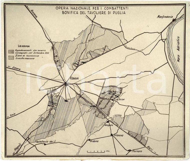 1939 TAVOLIERE DI PUGLIA Mappa della bonifica PHOTO