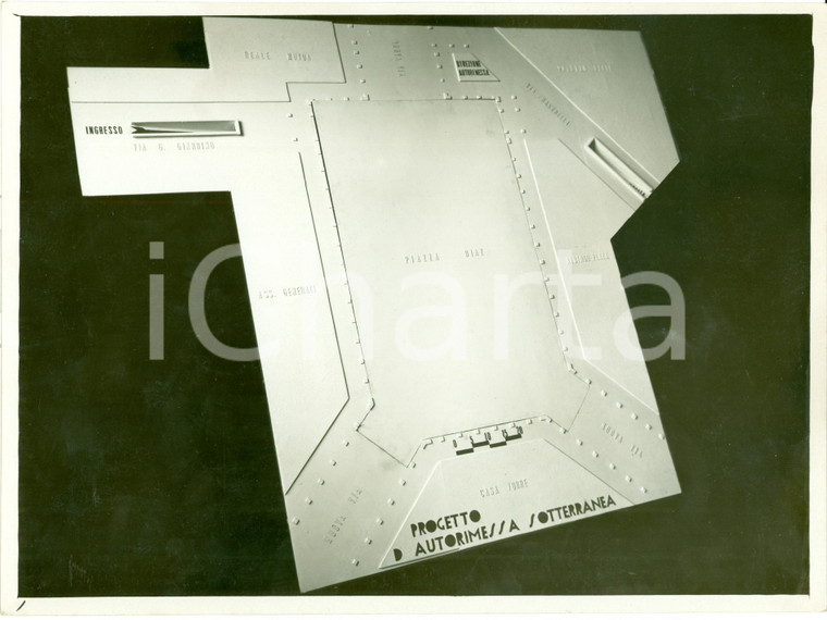 1939 MILANO Autorimessa interrata piazza DIAZ Ghelfino BARGNANI *Foto plastico