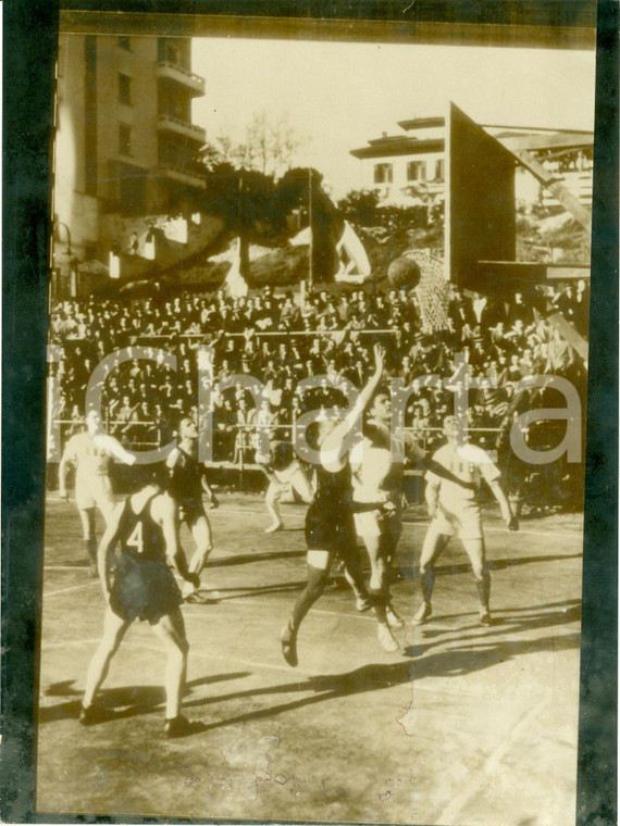 1937 ROMA Pallacanestro Squadra GUF ITALIA batte FRANCIA *Fotografia