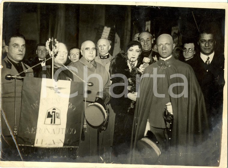 1932 MILANO Duca di BERGAMO inaugura labaro dopolavoro aeronautico *Fotografia