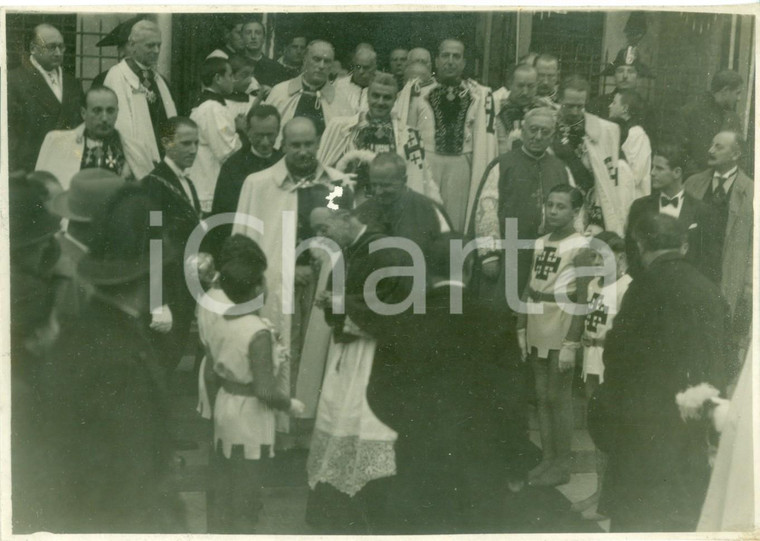 1935 ca MILANO Card. Ildefonso SCHUSTER con i Cavalieri del SANTO SEPOLCRO *Foto