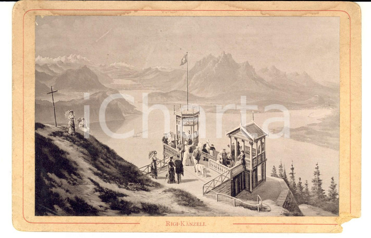 1887 RIGI-KANZELI (SVIZZERA) Veduta vivacemente animata *Carte-album n°5 PRELL