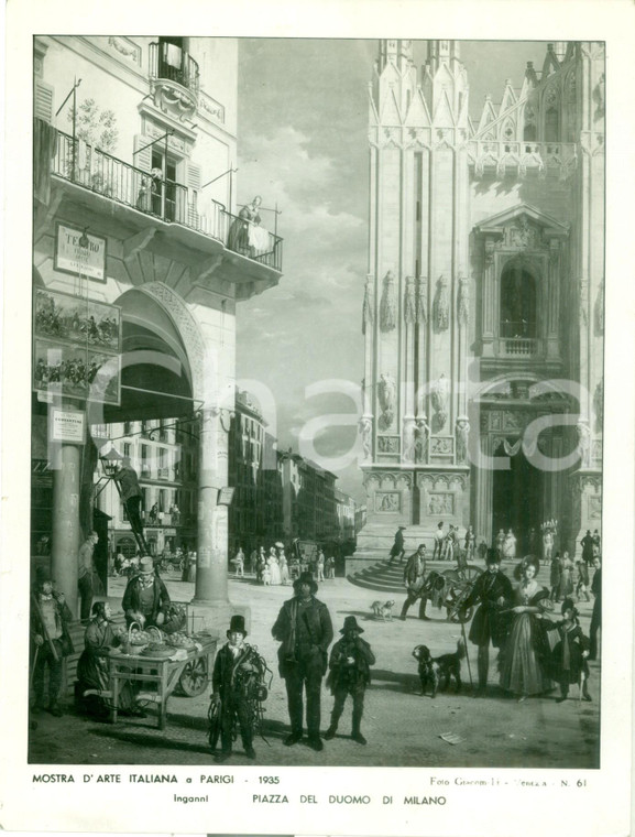 1935 MOSTRA ARTE ITALIANA A PARIGI Piazza Duomo MILANO *Fotografia coeva quadro