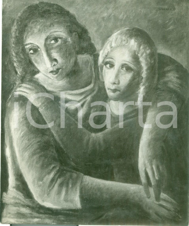 1933 MOSTRE D'ARTE Leonardo SPREAFICO Elvira e madre Fotografia coeva del quadro