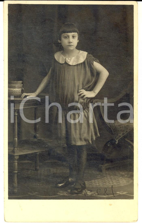 1932 GENOVA Ritratto di bambina in abito di raso *Foto cartolina CONTERI