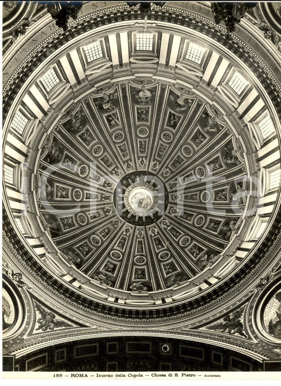 1930 ca ROMA SAN PIETRO Interno della cupola *Fotografia ANDERSON 19 x 25 cm