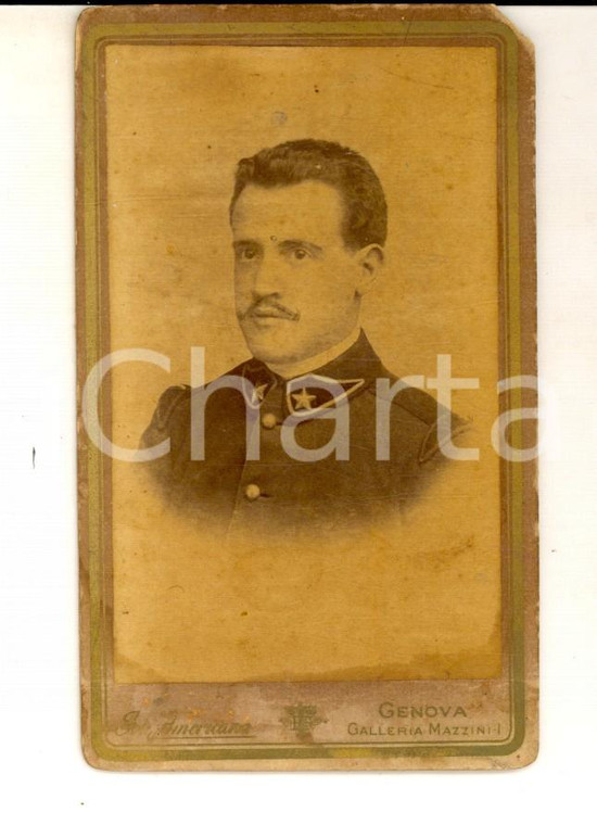 1880 ca GENOVA Ritratto di ufficiale di fanteria *FOTOGRAFIA AMERICANA CDV