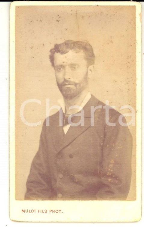 1890 ca PARIS Ritratto di giovane intellettuale *Fotografia MULOT Fils CDV