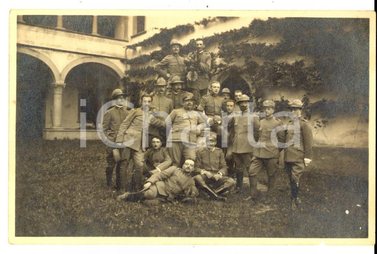 1916 (?) WW1 ZONA DI GUERRA Alpino Aldo ORNAGO con i commilitoni e il comandante