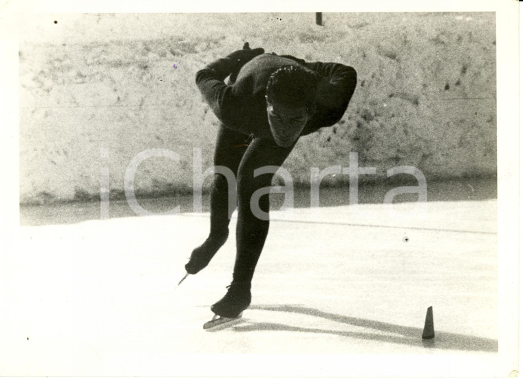 1937 ITALIA Pattinaggio sul ghiaccio Icilio PERUCCA primato velocità *Fotografia