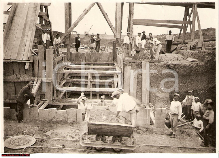 1930 Lentini Siracusa SICILIA FOTO Opere bonifica ponte