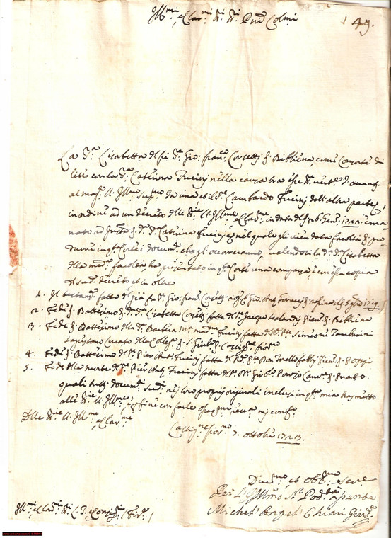 1723 BIBBIENA (AR) Nobile Lisabetta CORSETTI vs FUCINI