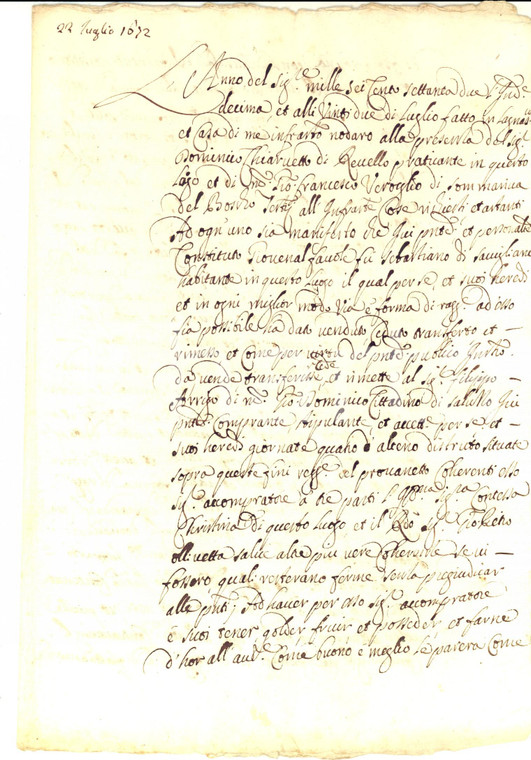 1672 LAGNASCO (CN) Filippo ARRIGO acquista terra da Giovenale FAVOLE Manoscritto