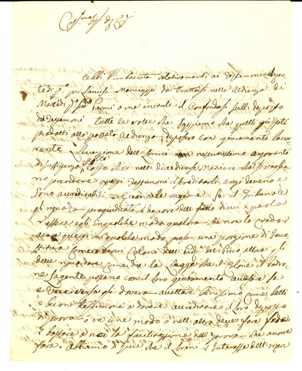 1843 CORTONA Giuseppe CHIERICONI a Lorenzo LUPI su lite per nuovi coloni 