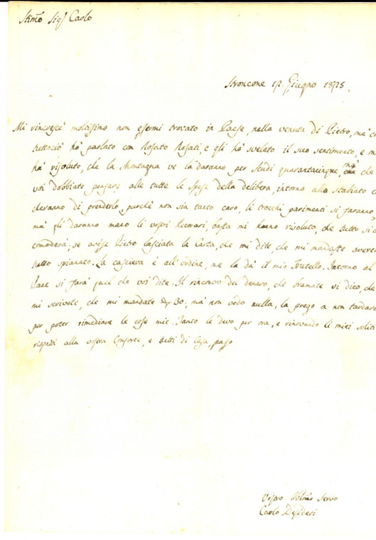 1825 STRONCONE (TR) Carlo DESIDERI sulla vendita di una proprietà pastorale