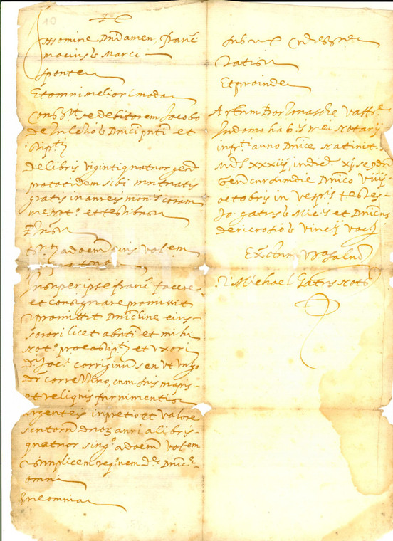 1583 BORZONASCA (GE) Atto di debito per Matteo ZOLEZZI *Manoscritto DANNEGGIATO