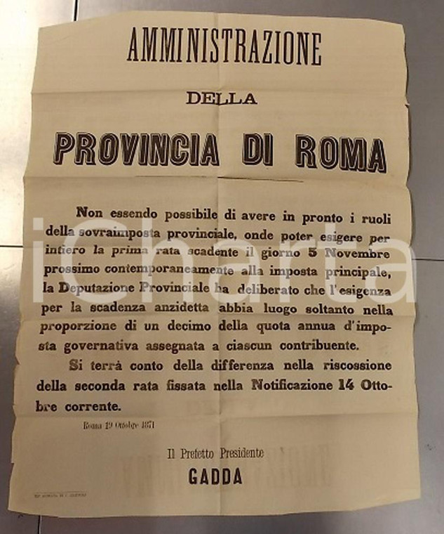 1871 ROMA Ritardo nei ruoli della sovraimposti provinciale *Manifesto