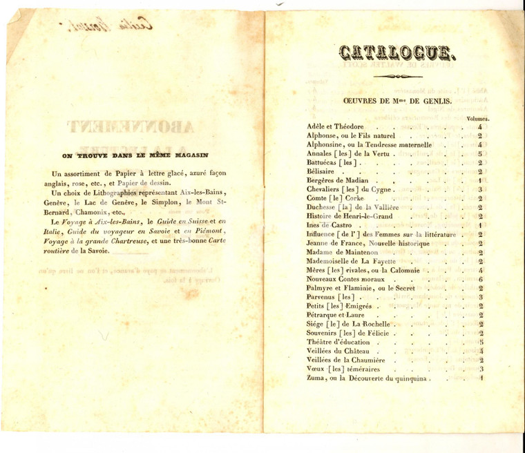 1890 ca Abonnement à LA LECTURE Catalogue des oeuvres pp. 24