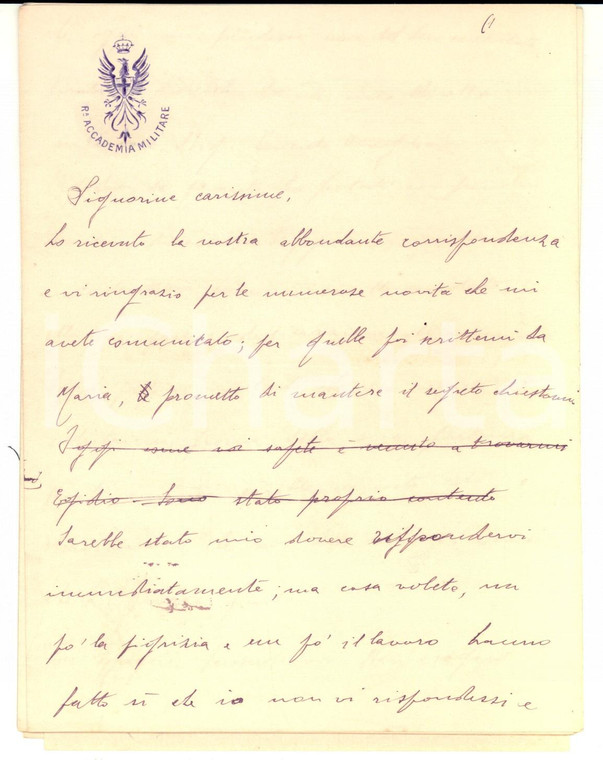 1916 TORINO ACCADEMIA MILITARE Lettera di un ufficiale alle sorelle INCOMPLETA