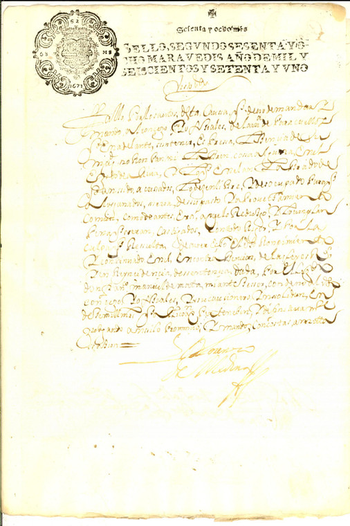 1671 PARACUELLOS (CASTILLA) Licenza al consiglio *Scrivano Lorenzo DE MEDINA
