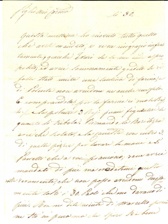 1840 ROMA Paolina CAMBI VOGLIA dispiaciuta per la mancanza della polenta