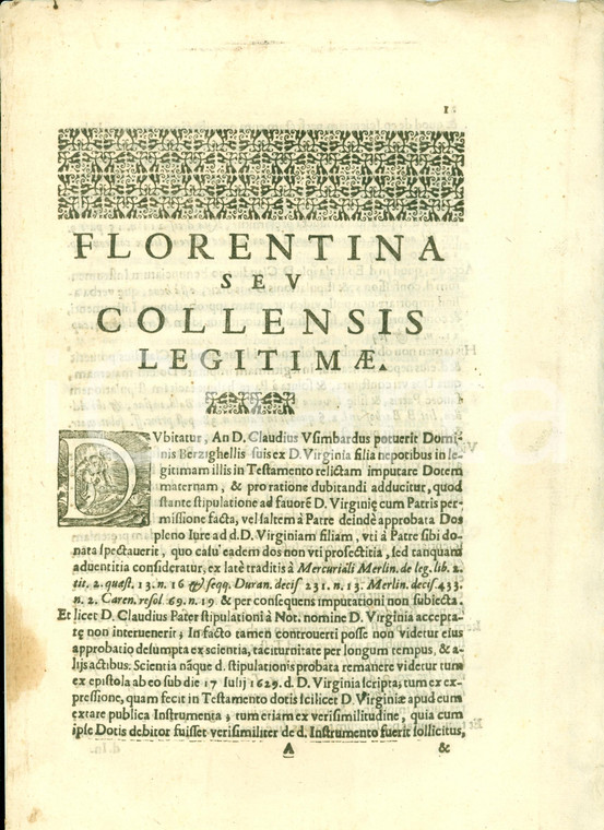 1676 COLLE VAL D'ELSA Claudio USIMBARDI dote figlia Virginia nipoti BERZIGHELLI