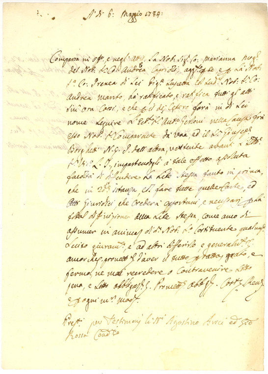 1784 BRESCIA Marianna CAPRIOLI nomina Antonio GERLONI