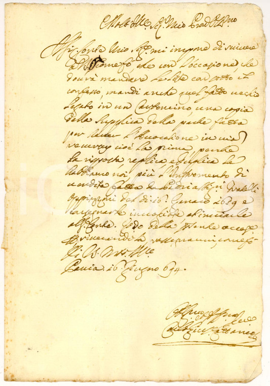 1694 PAVIA Carlo Giuseppe CATTANEO consiglia di inviare la copia di una supplica