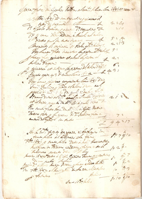 1681-1683 LUDRIANO (BS) Spese Giulio BOLDA al mulino della FONTANA conti SUARDI