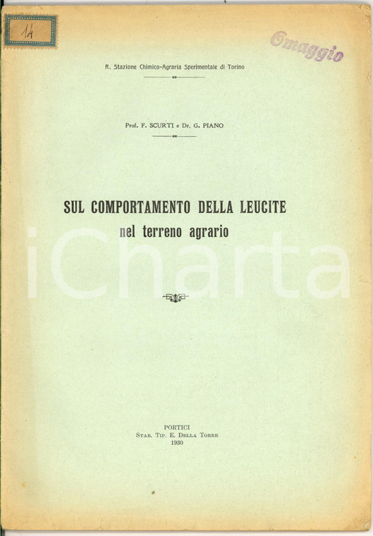 1930 Francesco SCURTI Sul comportamento della LEUCITE