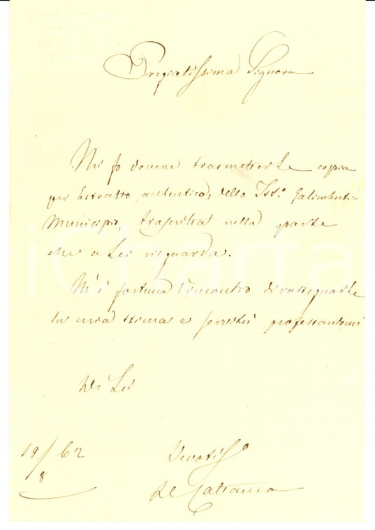 1862 MILANO Lettera del notaio Giovanni CATTANEO