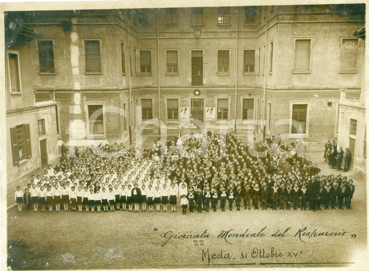 1936 MEDA (MB) Alunni scuole elementari ARMANDO DIAZ Giornata Risparmio *FOTO