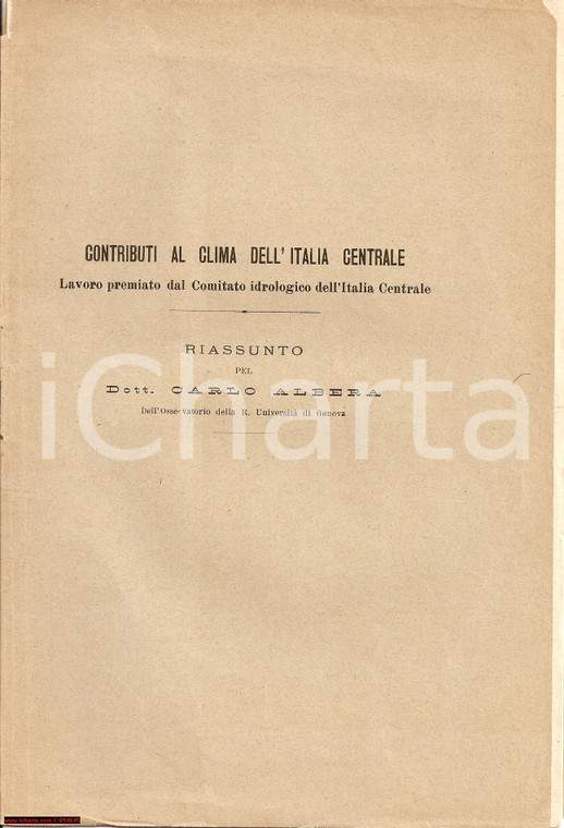 1906 CARLO ALBERA Contributi al clima Italia centrale