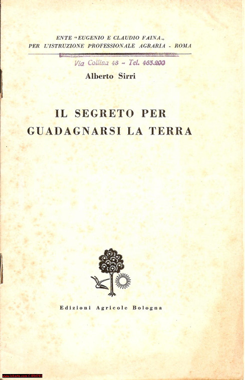 1957 ALBERTO SIRRI Istruzione professionale AGRICOLTORI