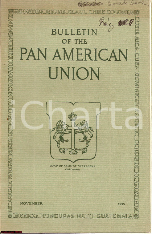 1933 PAN AMERICAN UNION Fondazione Cartagena SUAREZ