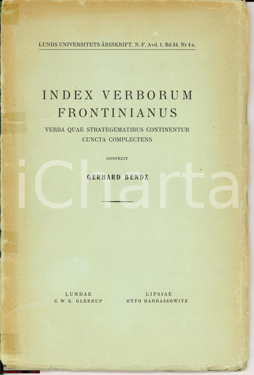 1932 Gerhard BENDZ Index Verborum Frontinianus